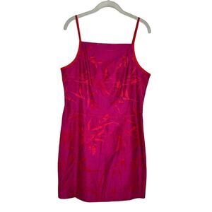 Vintage Art Deco Abstract Pink Orange Linda Segal Bib Mini dress Size 10